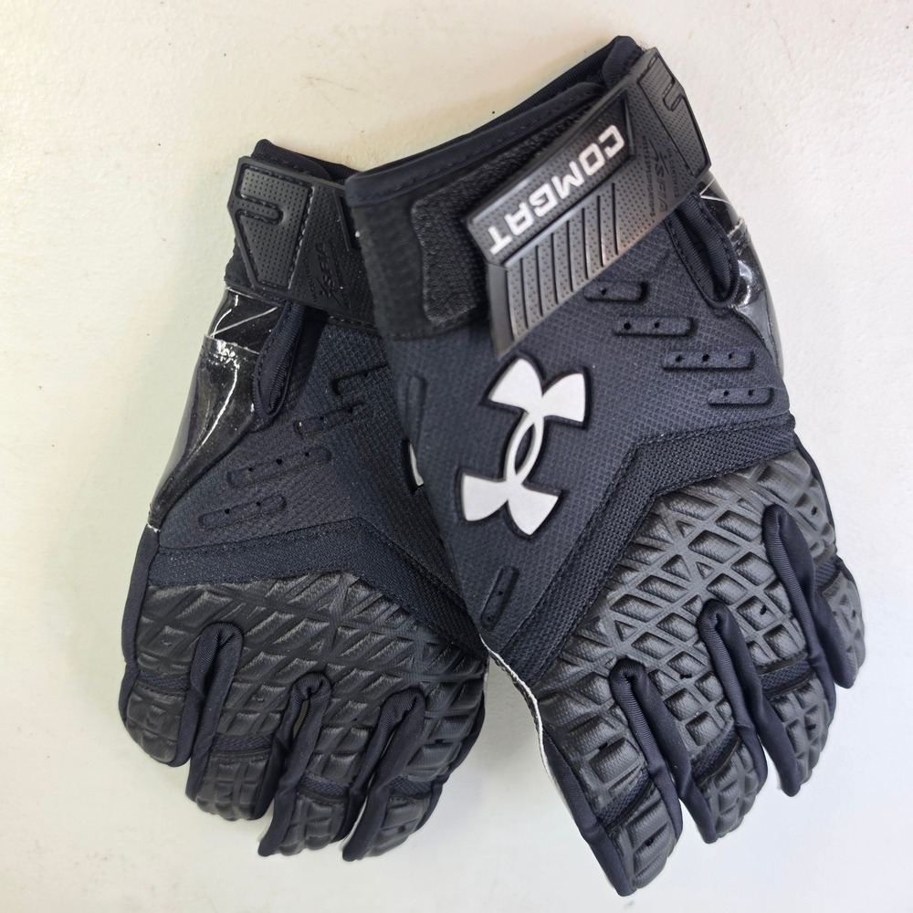 Under Armour Mens Combat Football Gloves Black Padded Lineman 1376478 Medium